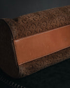 "CELINE" 00's Macadam logo engraved suede leather bag