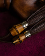 "GUCCI" Bamboo motif leather fringe charm