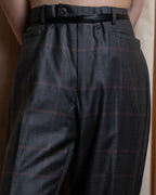 "GUCCI" Glen plaid wool wide tapered slacks