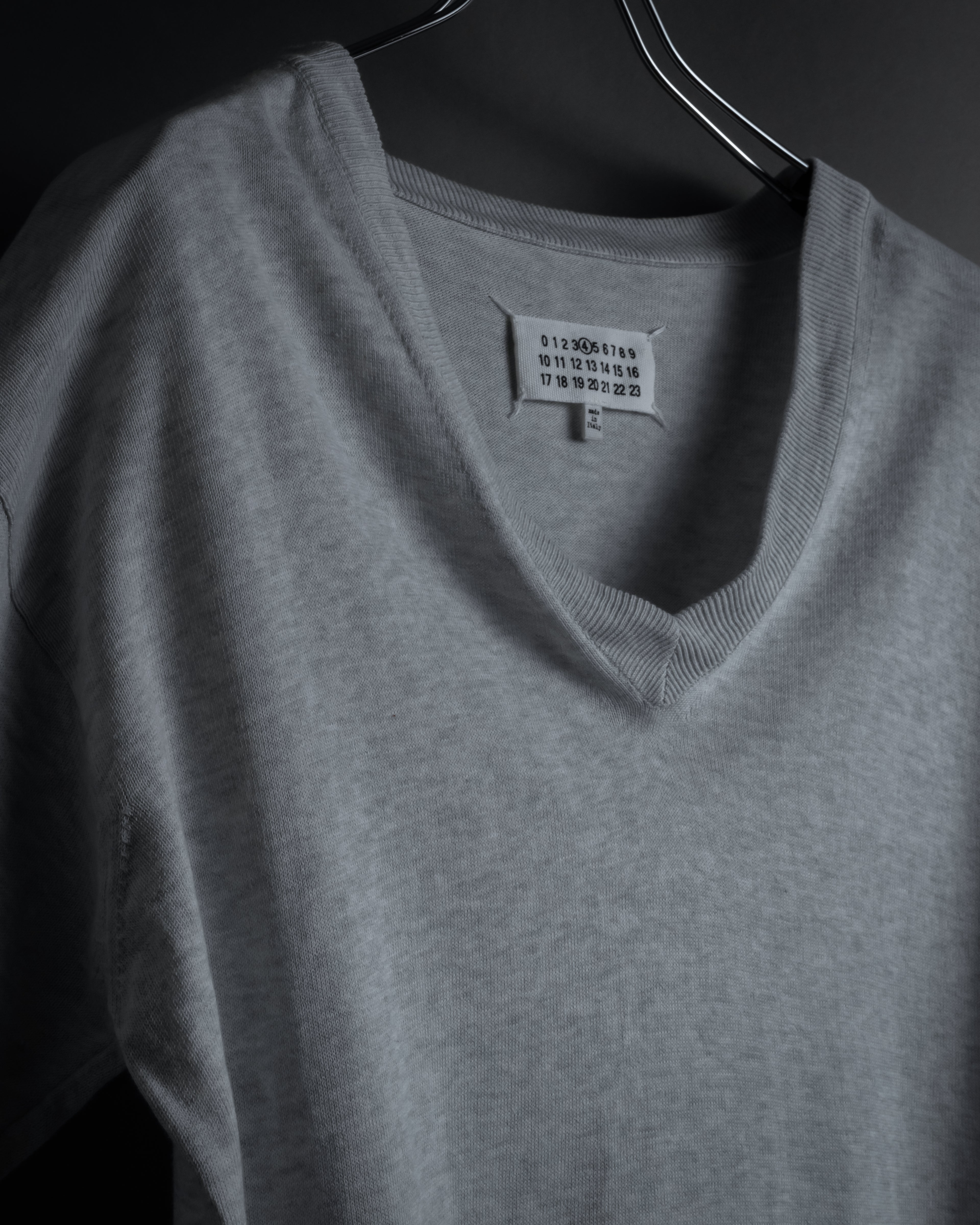 "Maison Margiela" 18SS elbow patch cotton v-neck knit