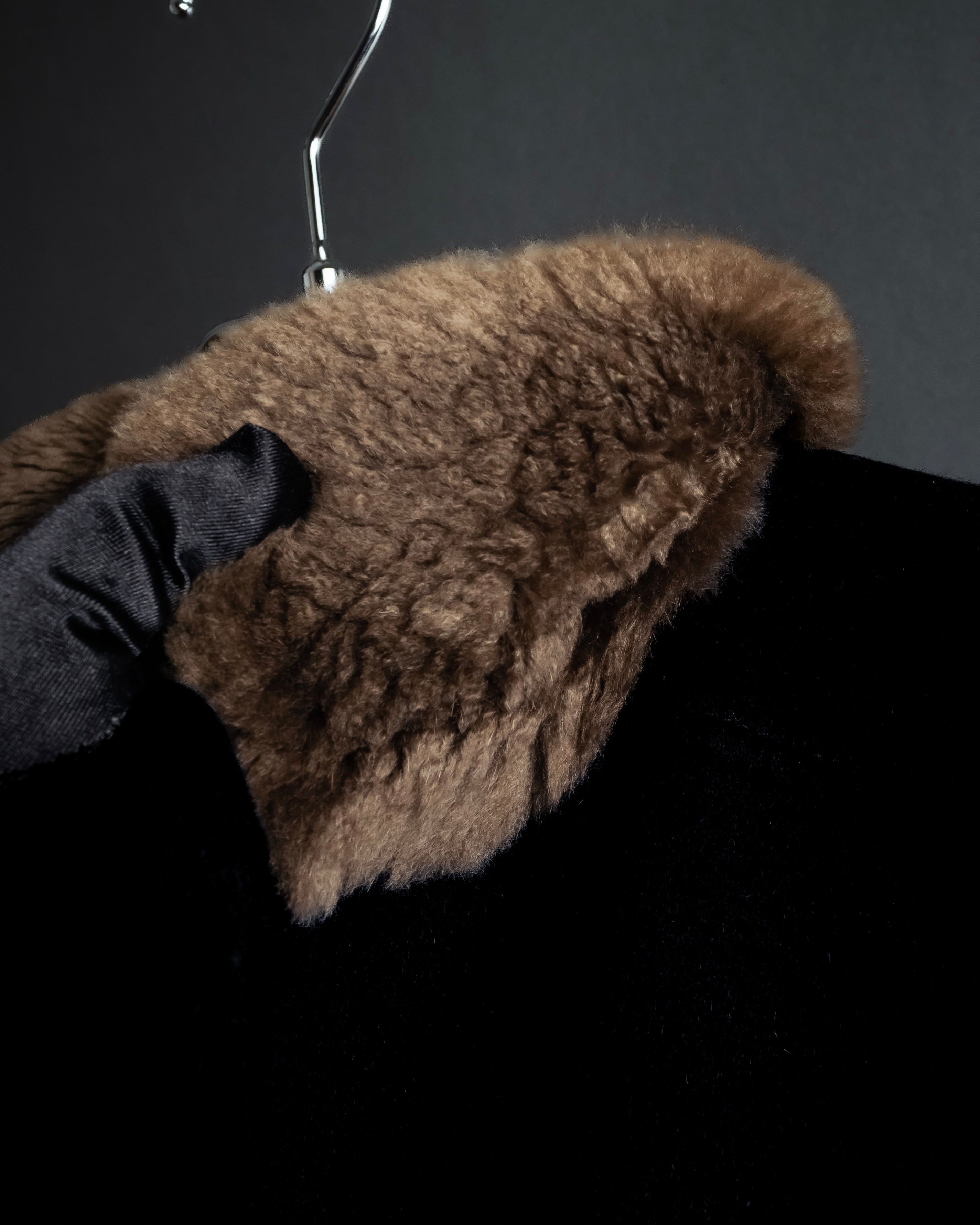 "VALENTINO" Fur collar double-breasted wool coat