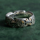 "CHANEL" Coco mark motif beige parts silver ring