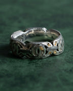 "CHANEL" Coco mark motif beige parts silver ring