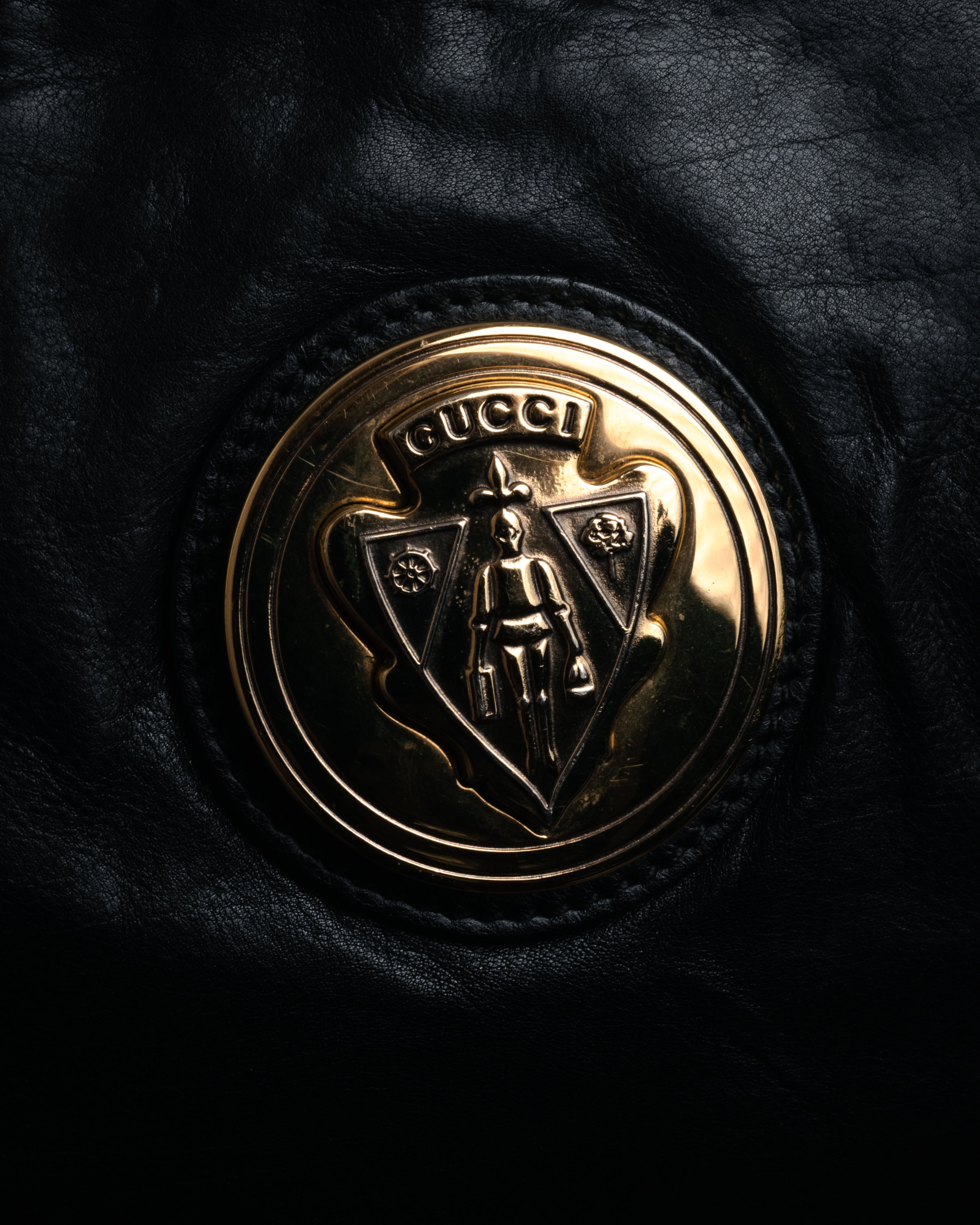 “GUCCI” 2007-2012 Crest emblem soft leather bag