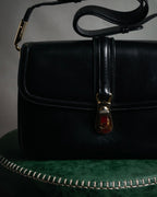 "GUCCI" 70’s boutique push lock box calf shoulder bag