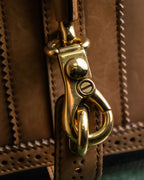 "GUCCI" Duilio brogue brown leather shoulder bag