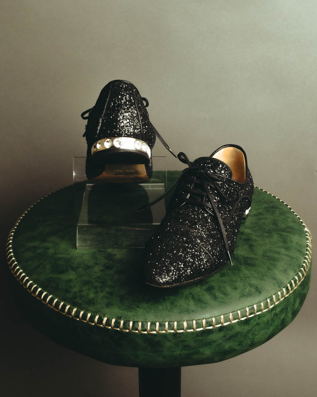 "Miu Miu" 2010's Embellished glitter lace-up oxford shoes