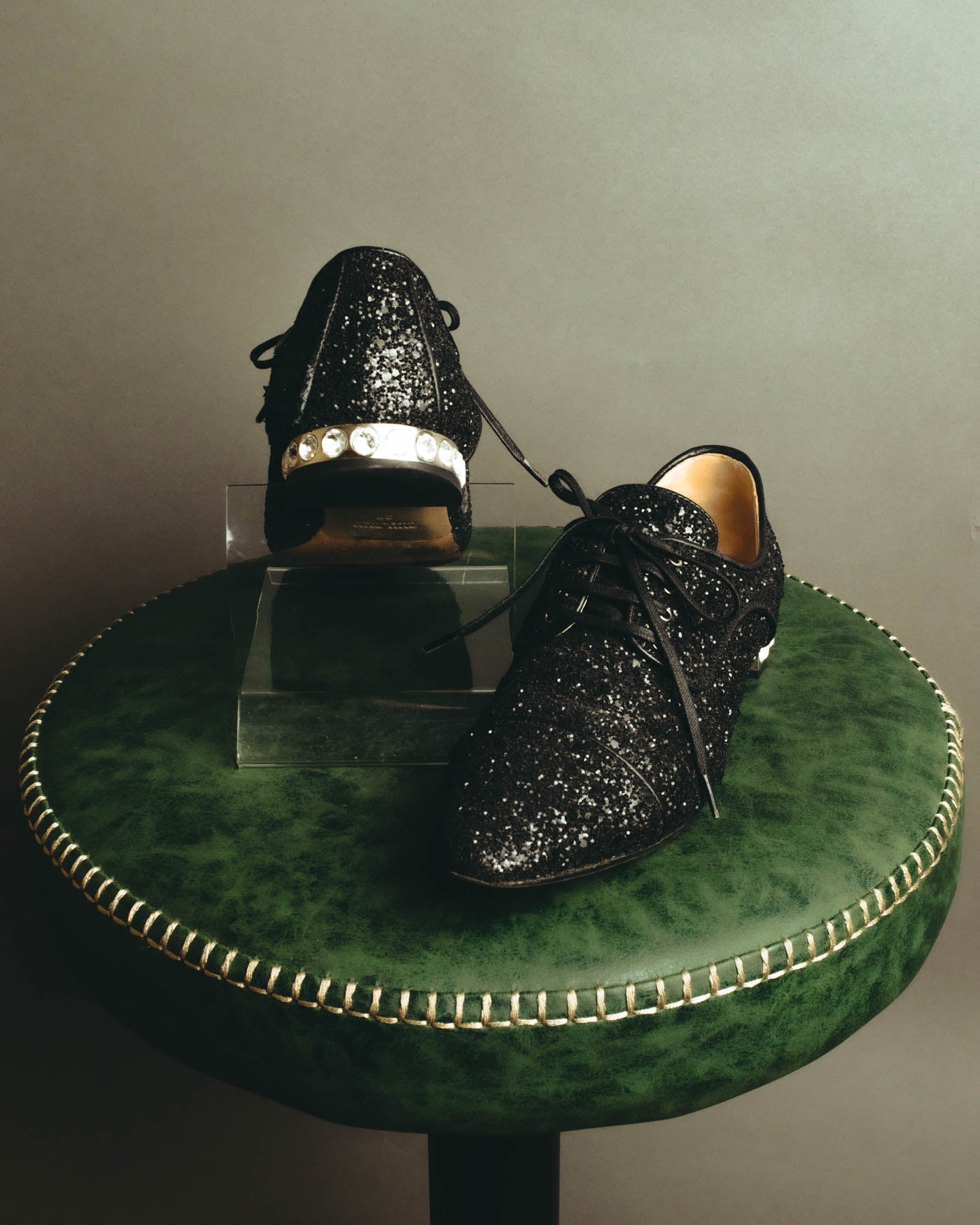 "Miu Miu" 2010's Embellished glitter lace-up oxford shoes