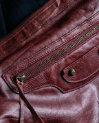 “BALENCIAGA” The Day leather one shoulder bag (burgundy)