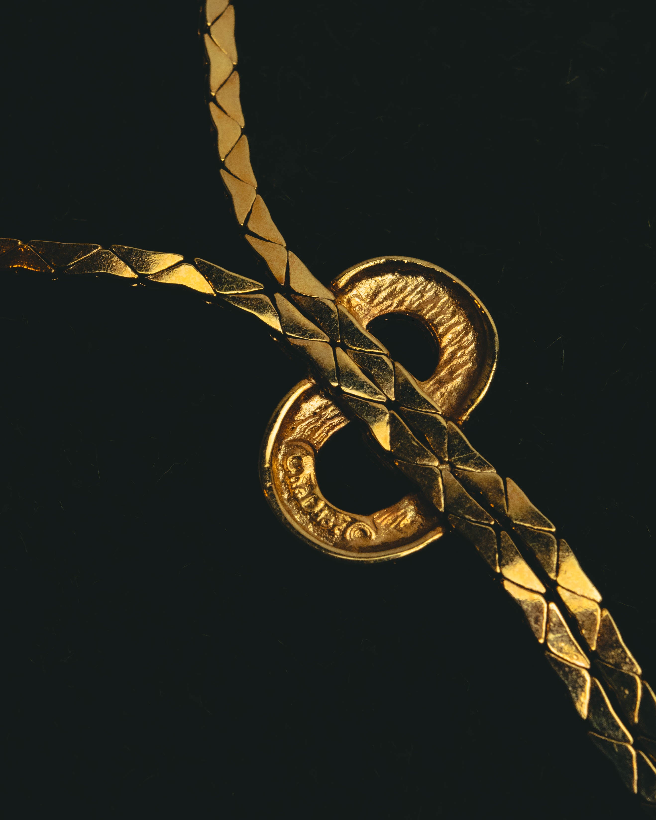 "Christian Dior" 80's-90's Gold tone rhinestone cd lariat necklace