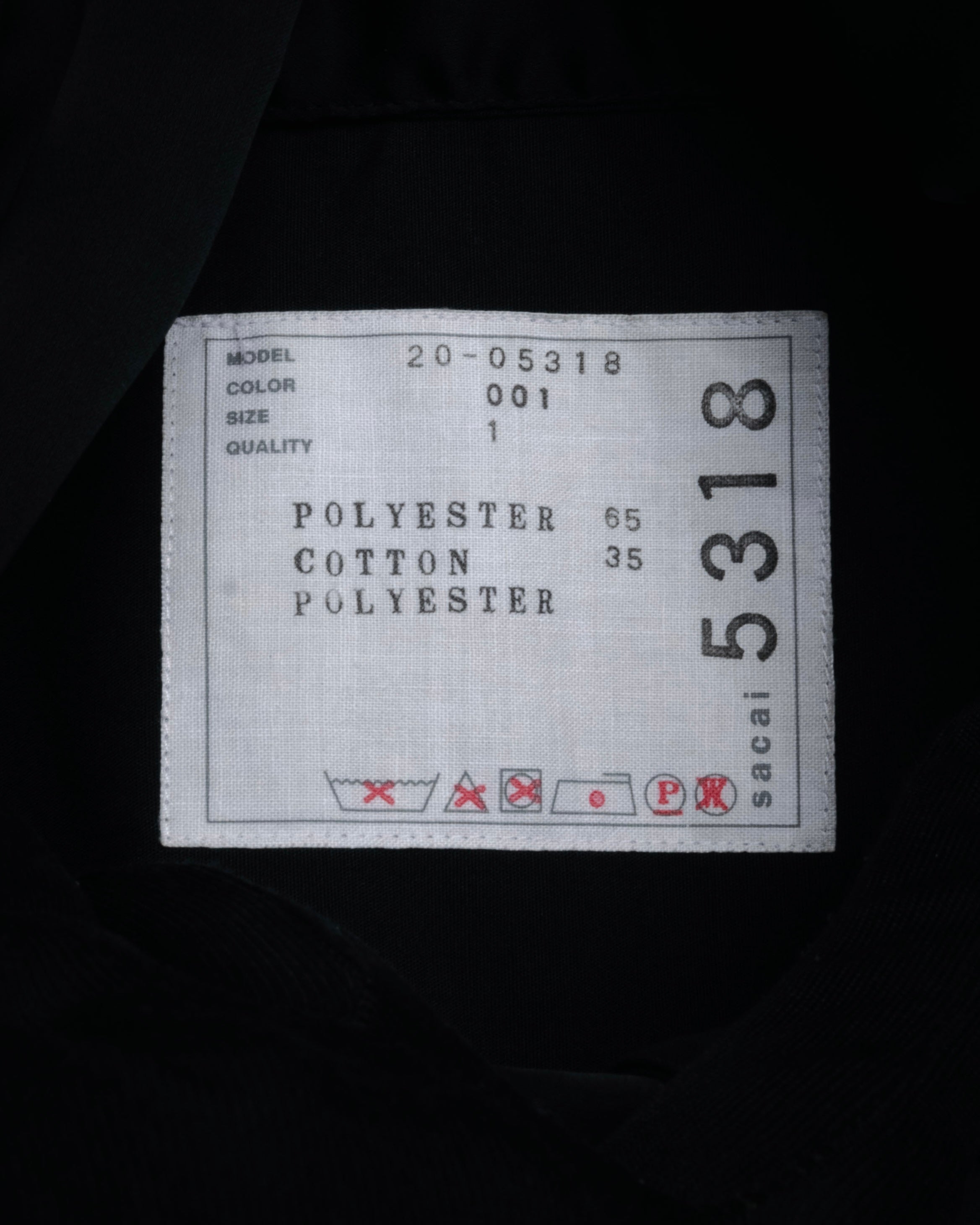 “sacai” 2020 Bow tie hybrid tuxedo shirt