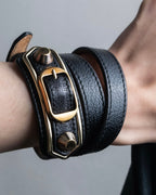 "BALENCIAGA" 3 layer  buckle design leather bracelet