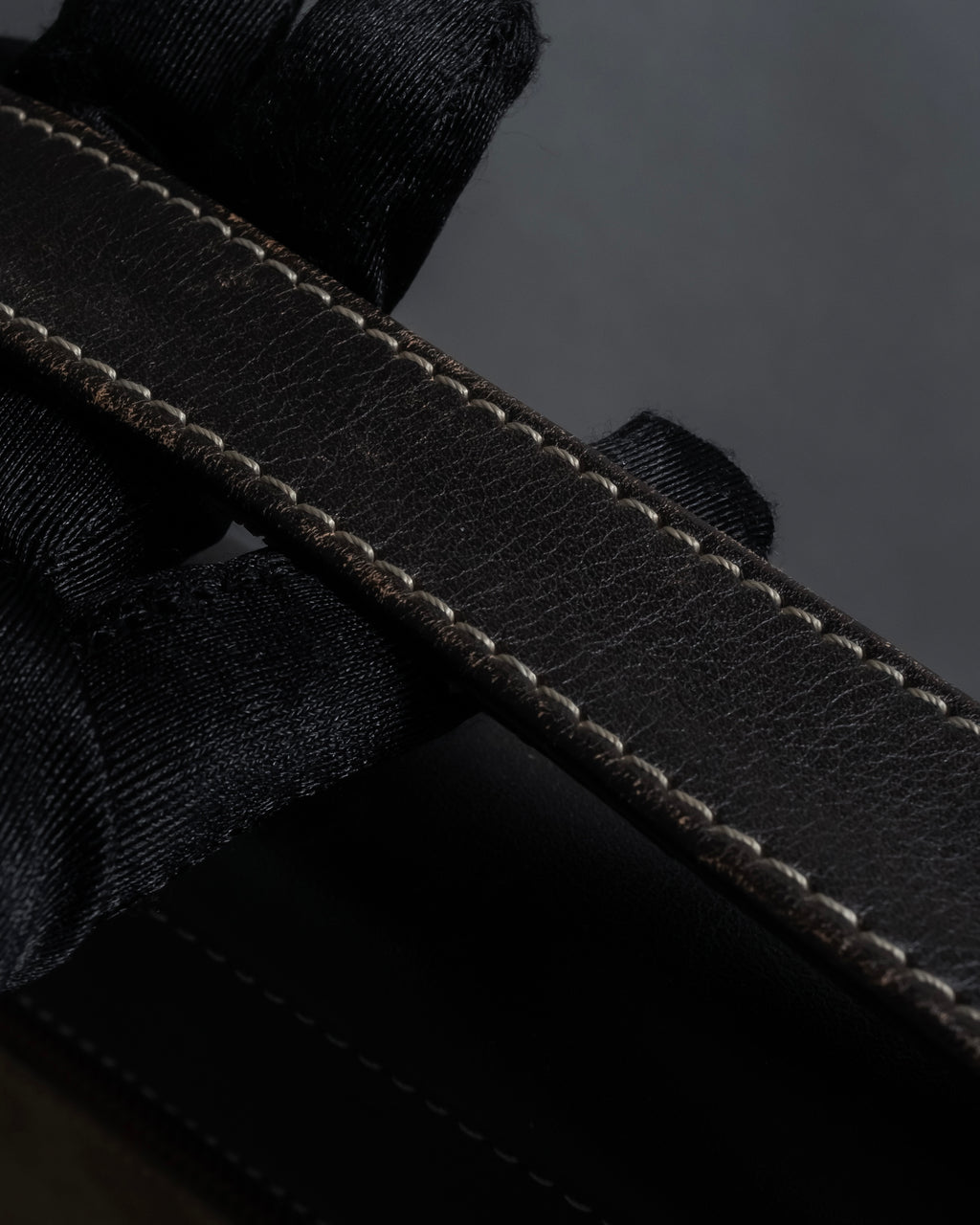 "LOEWE" 80's-90's Logo engraved suede leather combination business bag