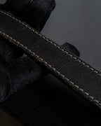 "LOEWE" 80's-90's Logo engraved suede leather combination business bag