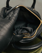 –SPECIAL– “Salvatore Ferragamo“ 00’s-10’s Black leather dome handbag
