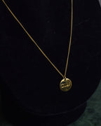 "Christian Dior" Round plate motif gold necklace