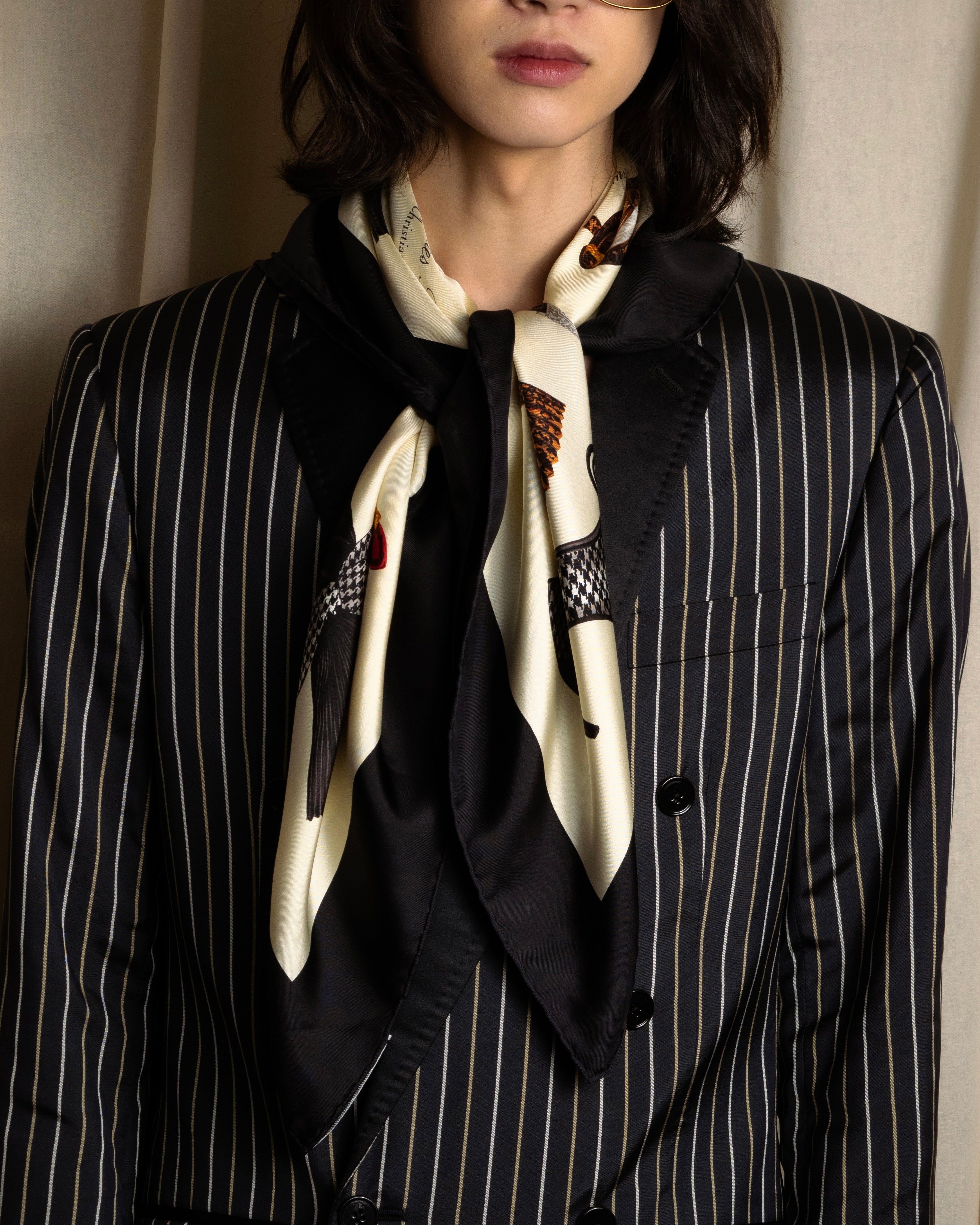 "Christian Dior" Parisian accessory motif silk scarf