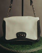"Salvatore Ferragamo" 10's Bicolor leather chain shoulder bag