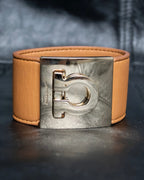 "Ferragamo" Gancini motif leather bangle