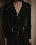 "Donna Karan" Contrast piped tailored jacket