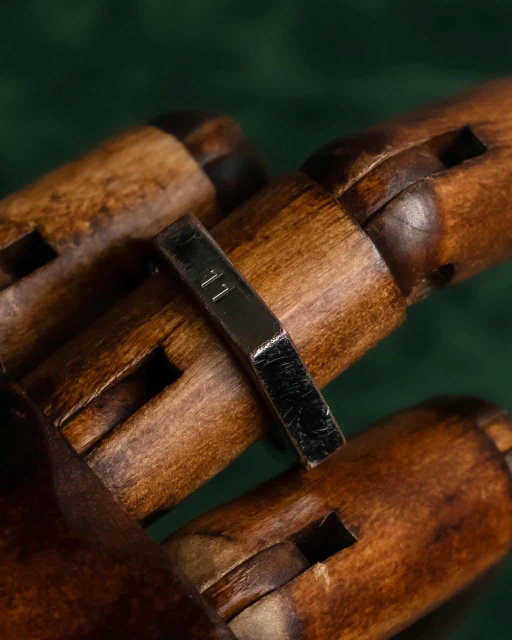 "MAISON MARGIELA" Numbered logo engraved hexagonal silver ring