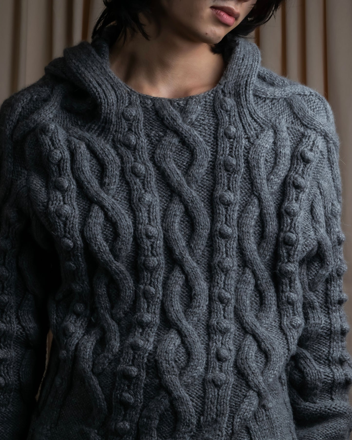 "JEAN PAUL GAULTIER" Cable knit design hooded pullover