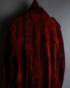 "GUCCI" 1990’s Tom Ford period deep red color suede long trench coat
