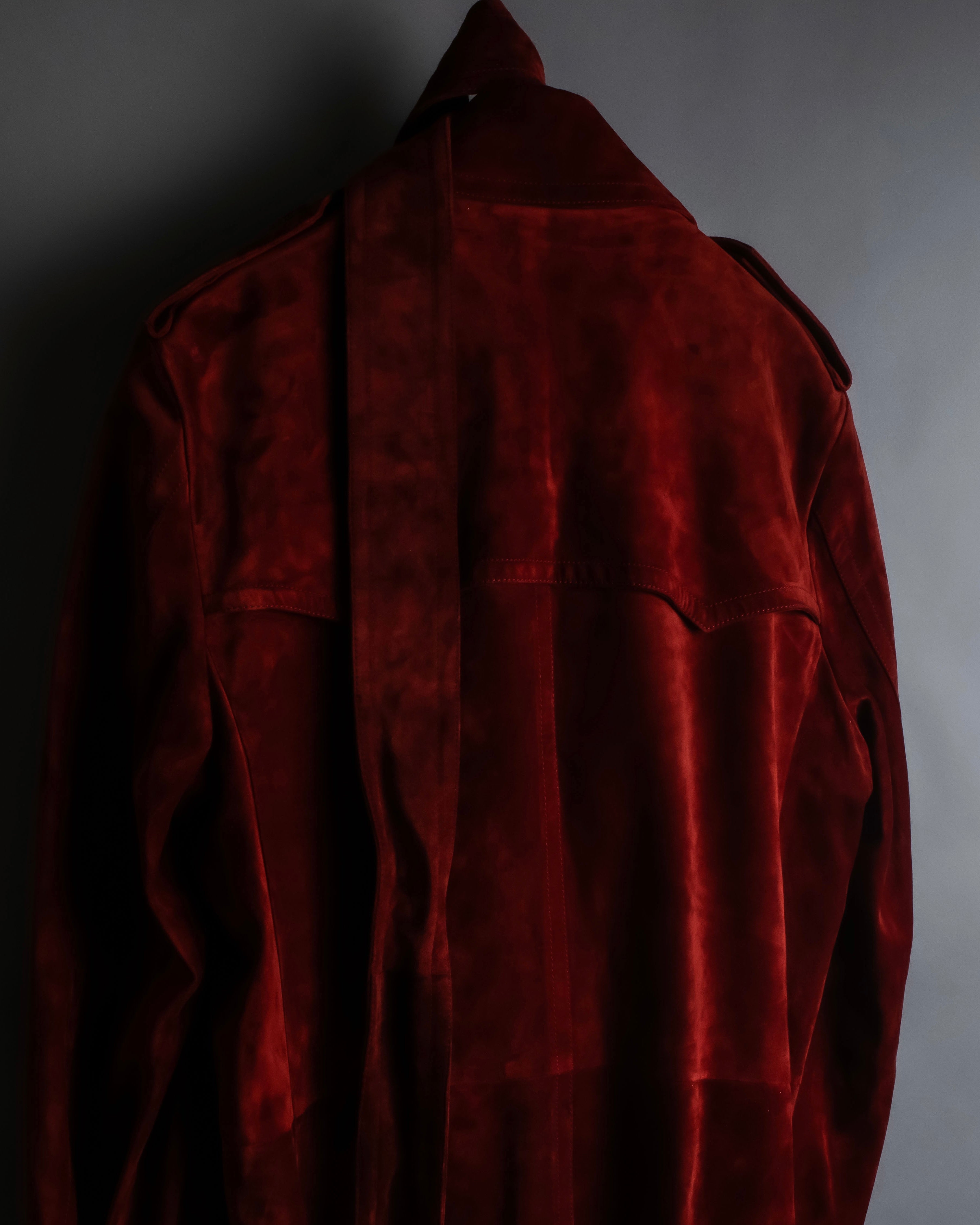 "GUCCI" 1990's Tom Ford period deep red color suede long trench coat