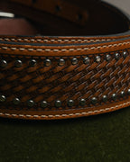 "ARIAT" 00's-10's Studded tooled leather western belt