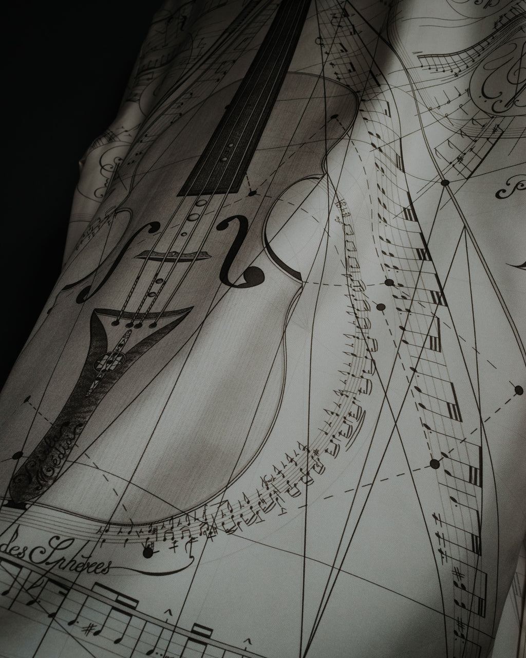 –SPECIAL– "HERMES" 90’s La musique des sphères silk twill printed shirt