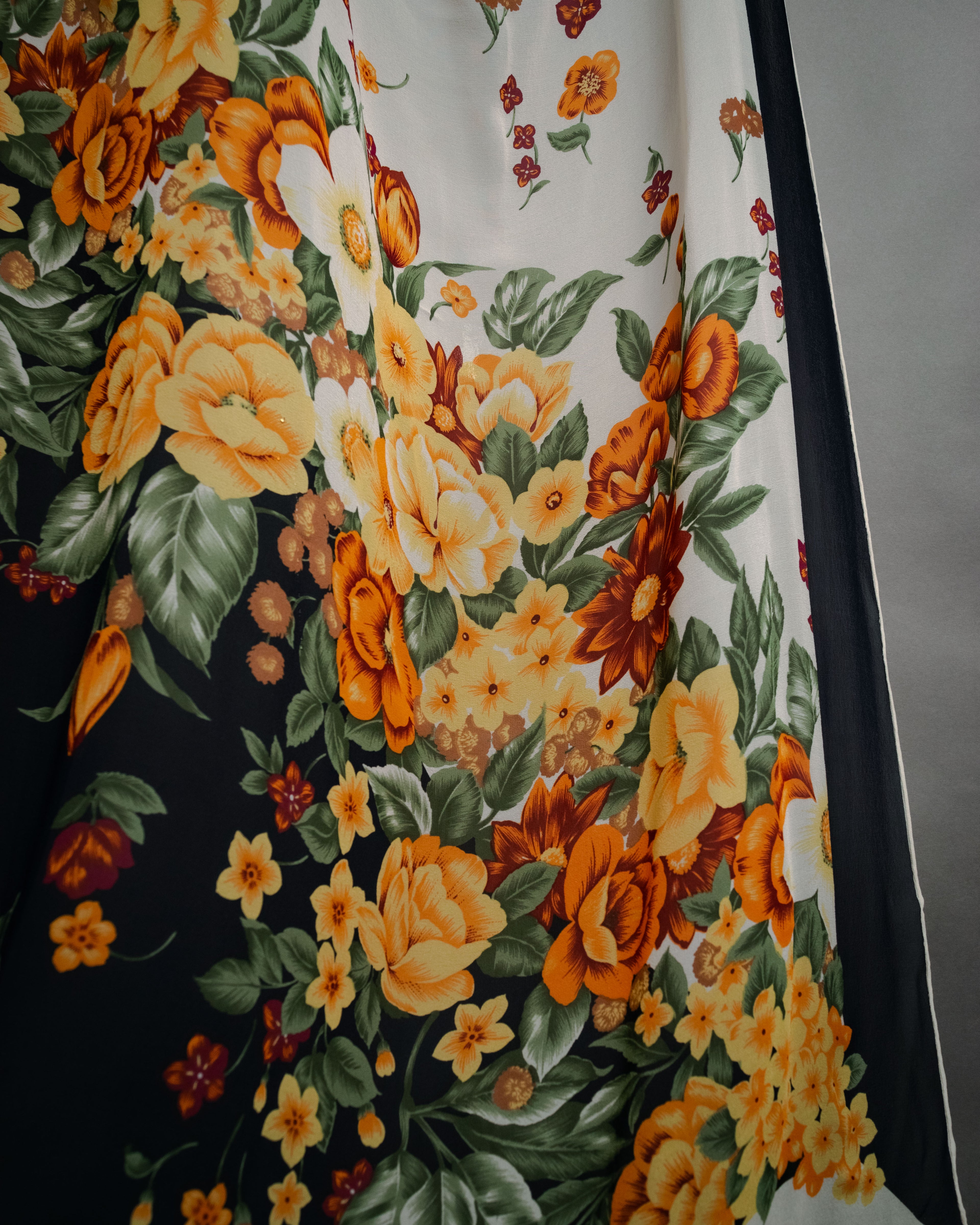 “Christian Dior” 80’s–90’s Botanical silk floral scarf