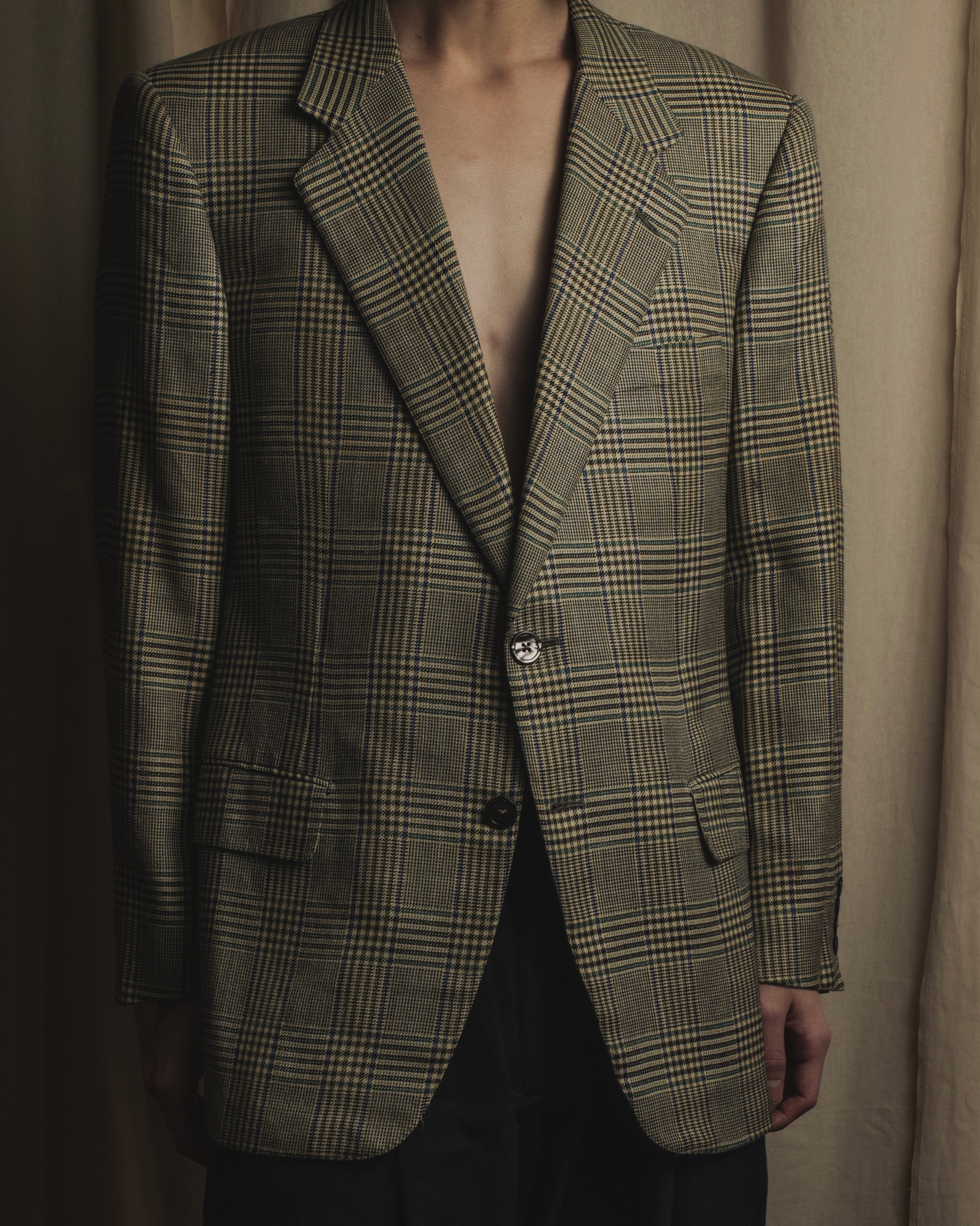 "HERMES" 90’s belvest silk wool linen tailored jacket