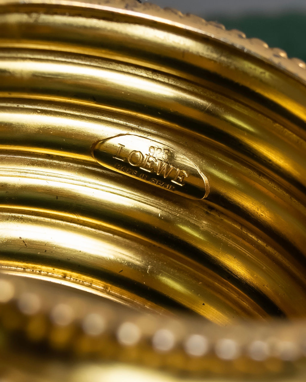 "LOEWE" Leather combination half moon gold bangle