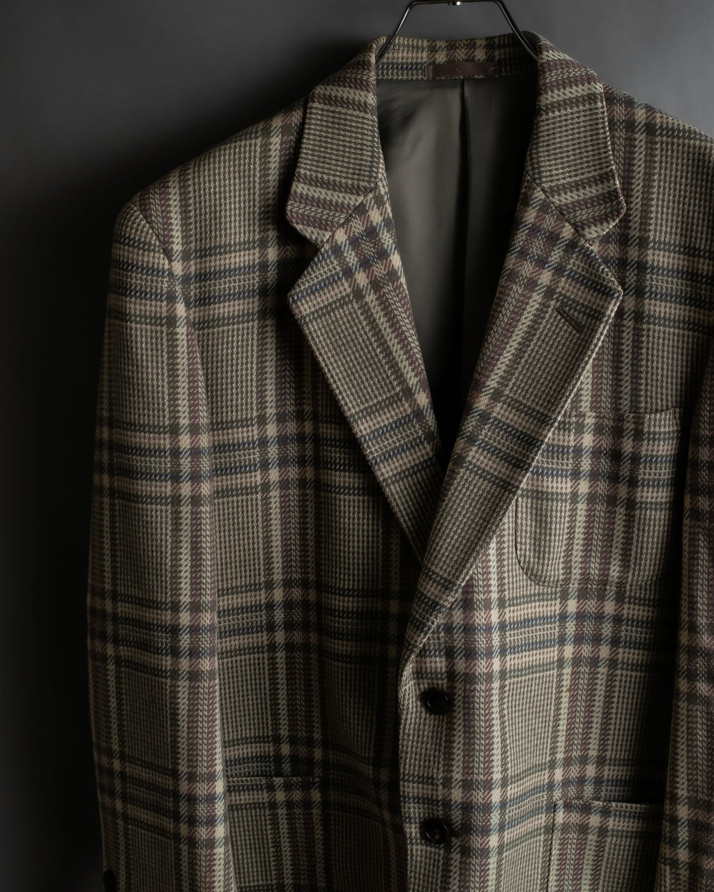 "BURBERRYS" Windowpane pattern tweed tailored jacket