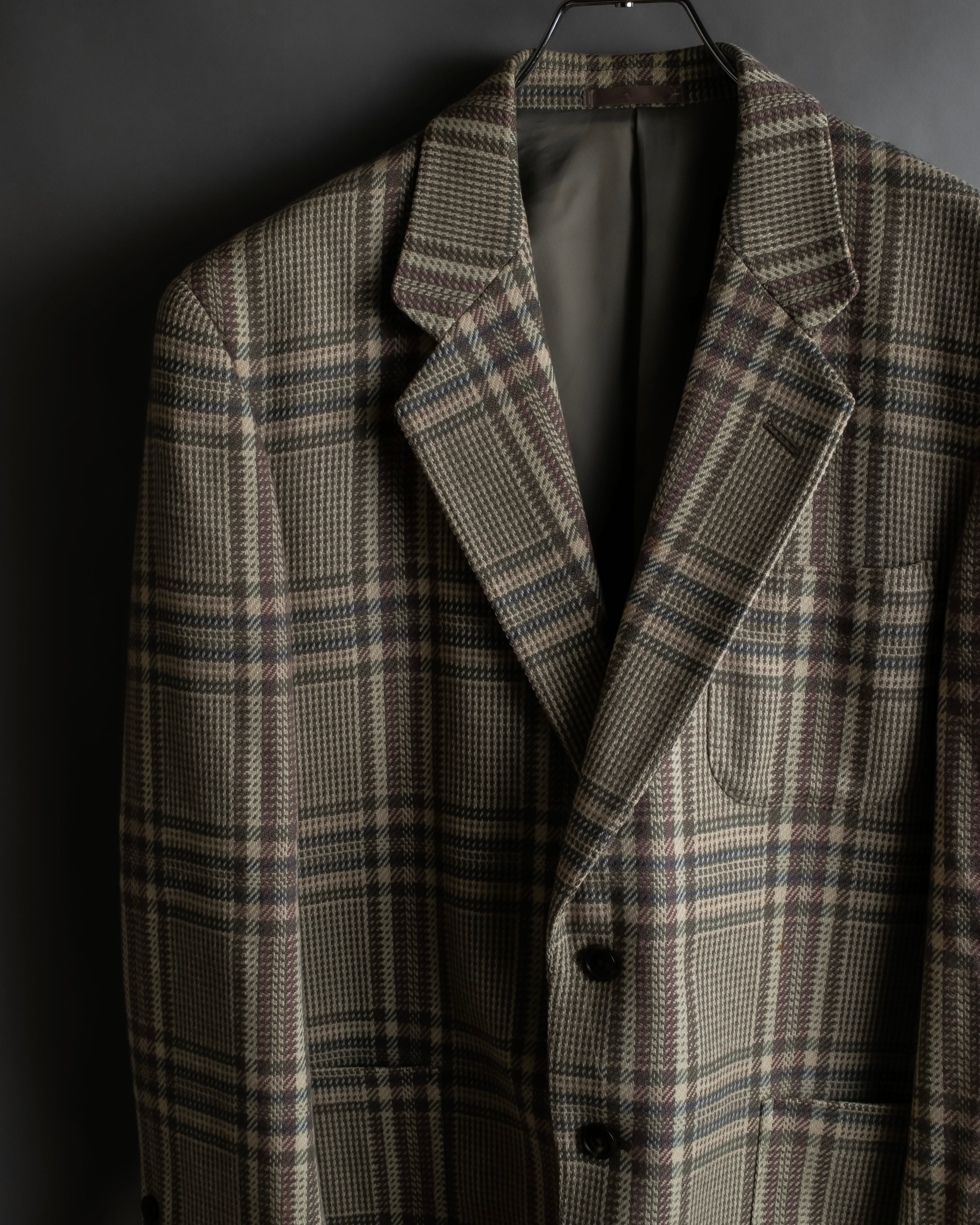"BURBERRYS" Windowpane pattern tweed tailored jacket