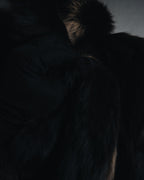 "BIEMME" 00’s striped rabbit fur belted coat