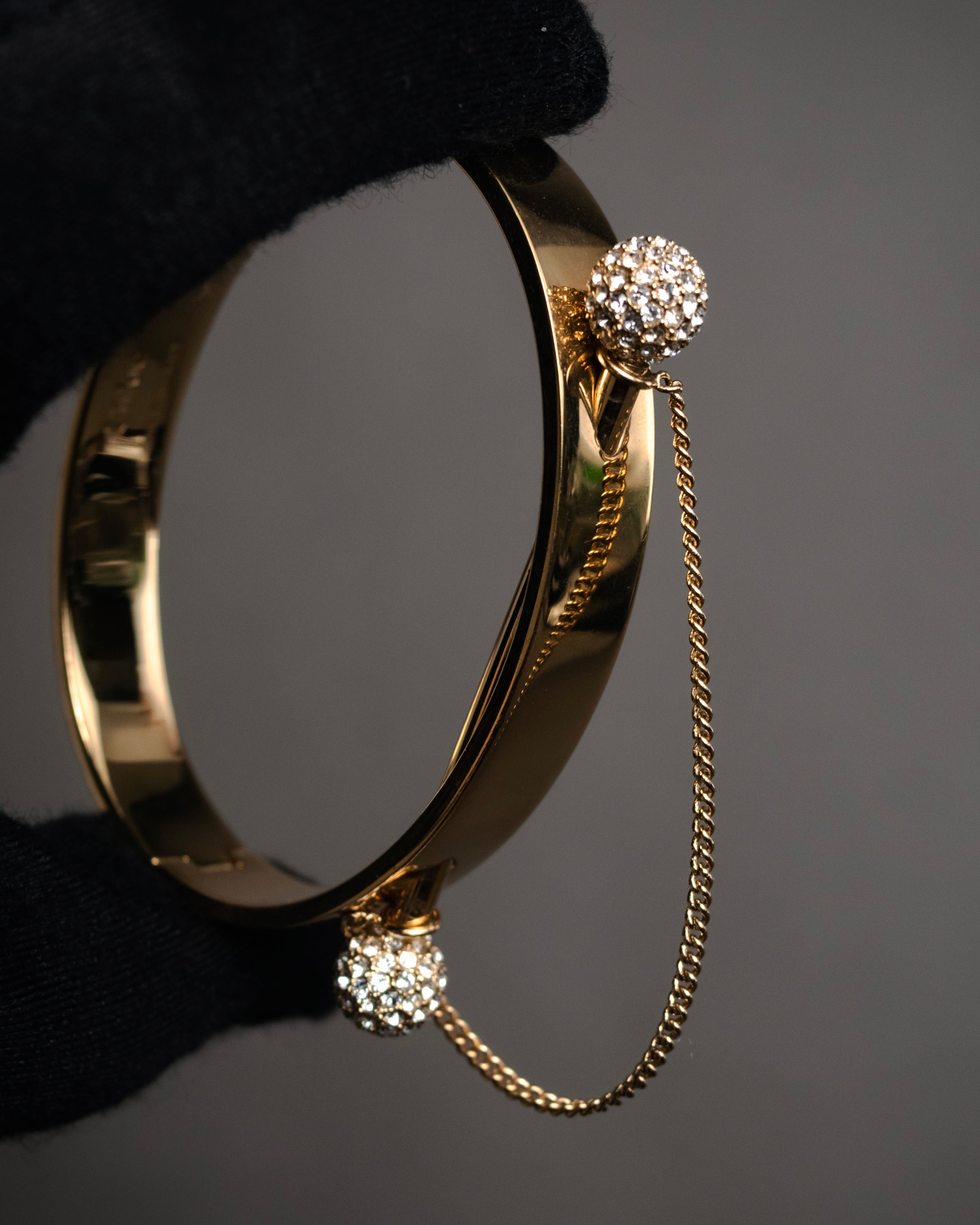 Chloe - Crystal Sphere Chain Bangle Bracelet - Gold - 2010s