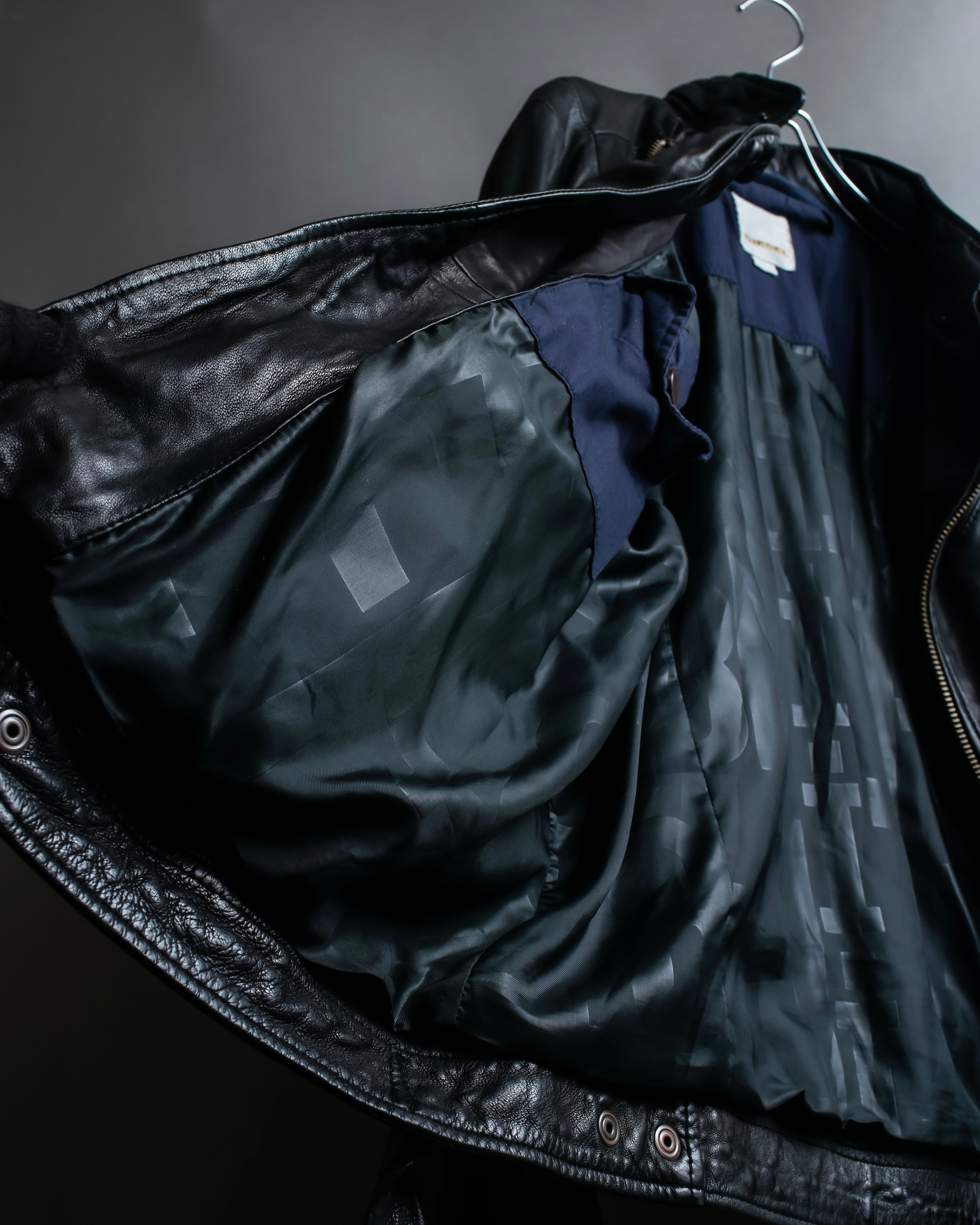 "DIESEL" Oversized stand collar lamb leather jacket