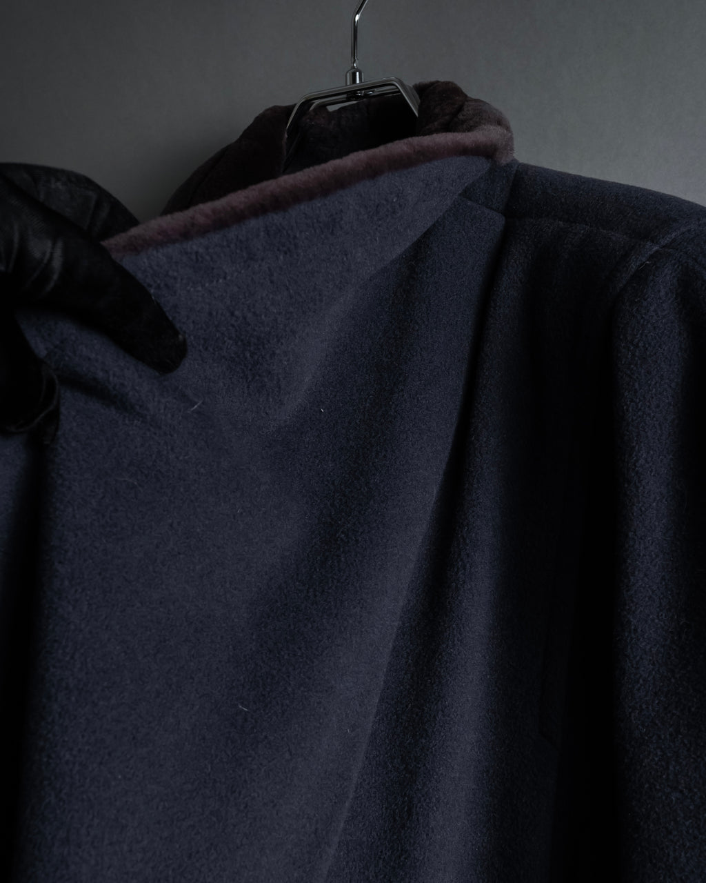 "Junko Yamamoto" Fur-trimmed design long cashmere blend coat