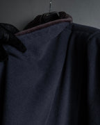 "Junko Yamamoto" Fur-trimmed design long cashmere blend coat