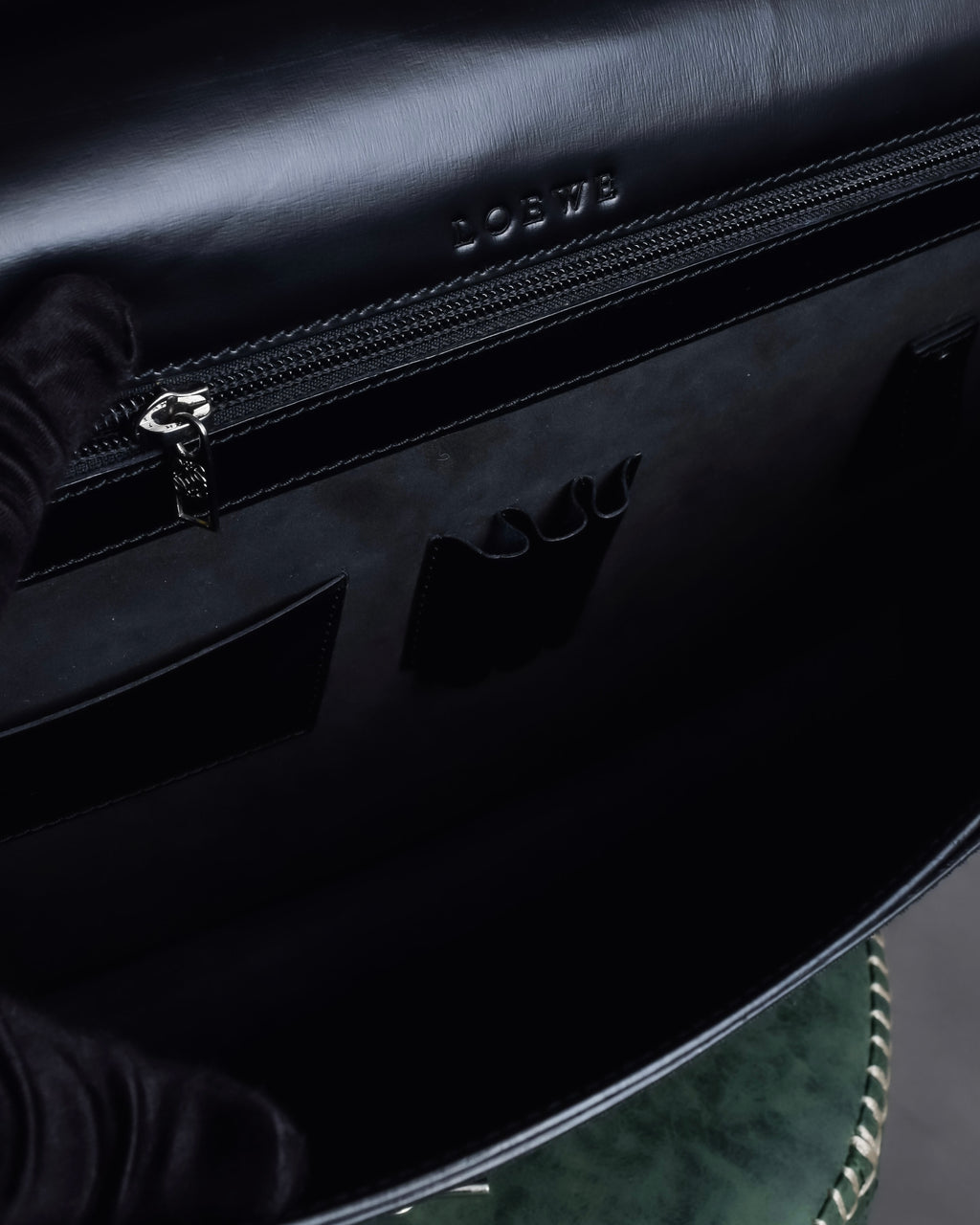 "LOEWE" Logo engraved leather briefcase bag