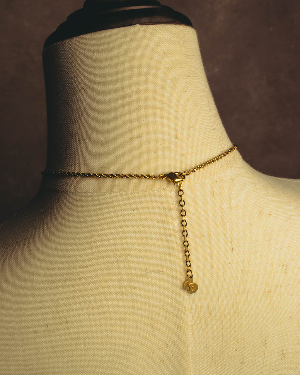 "Christian Dior" 80's-90's Gold tone bottle pendant necklace
