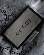"GUCCI" Michele period floral lace design bow tie shirt