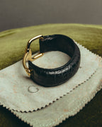 -SPECIAL- "GUCCI" 70's-80's Iconic horsebit crocodile leather cuff bangle