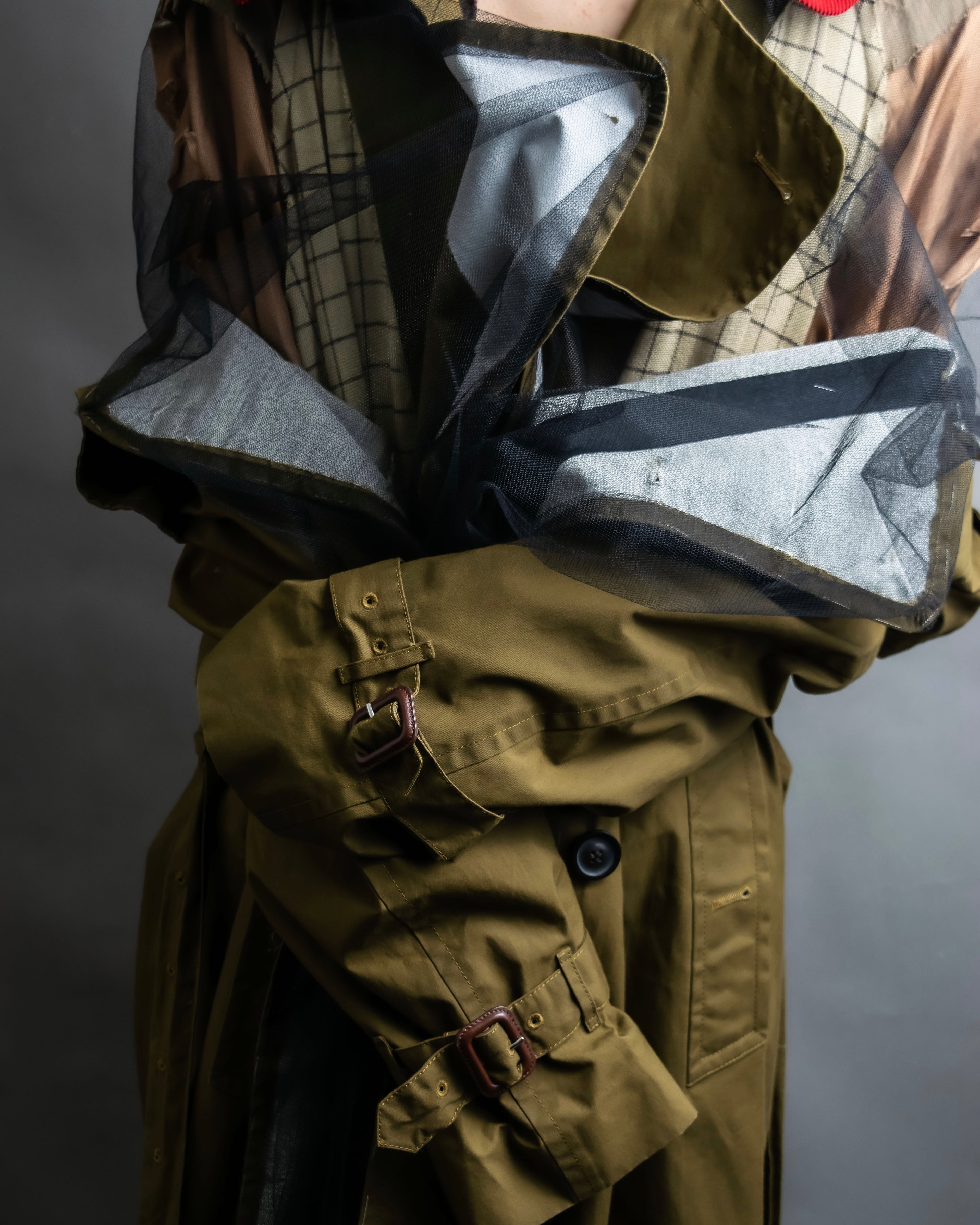 "MAISON MARGIELA" 20AW reconstructed tulle docking trench coat