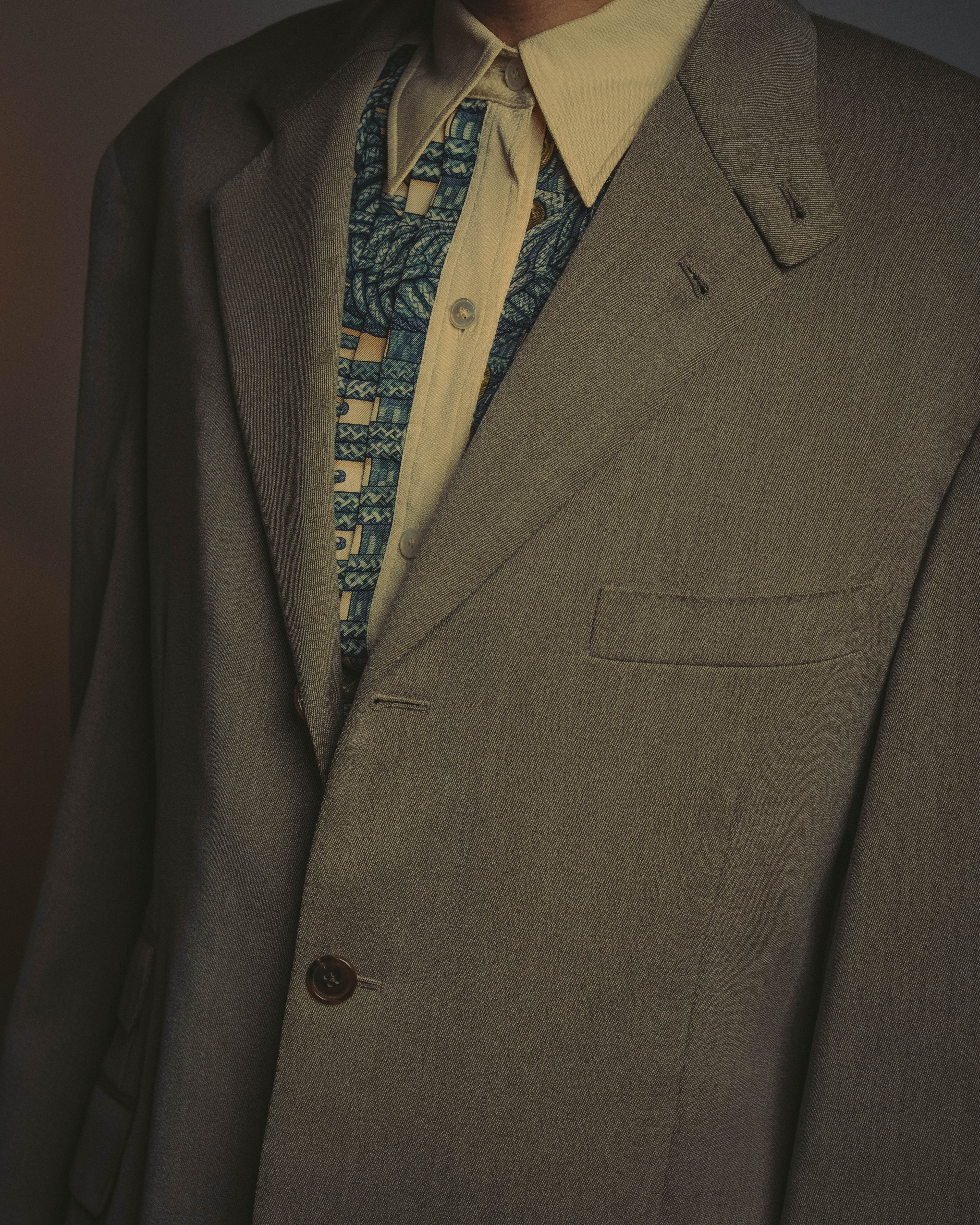-SPECIAL- "Hermès" 80's-00's Leather collar tailored blazer