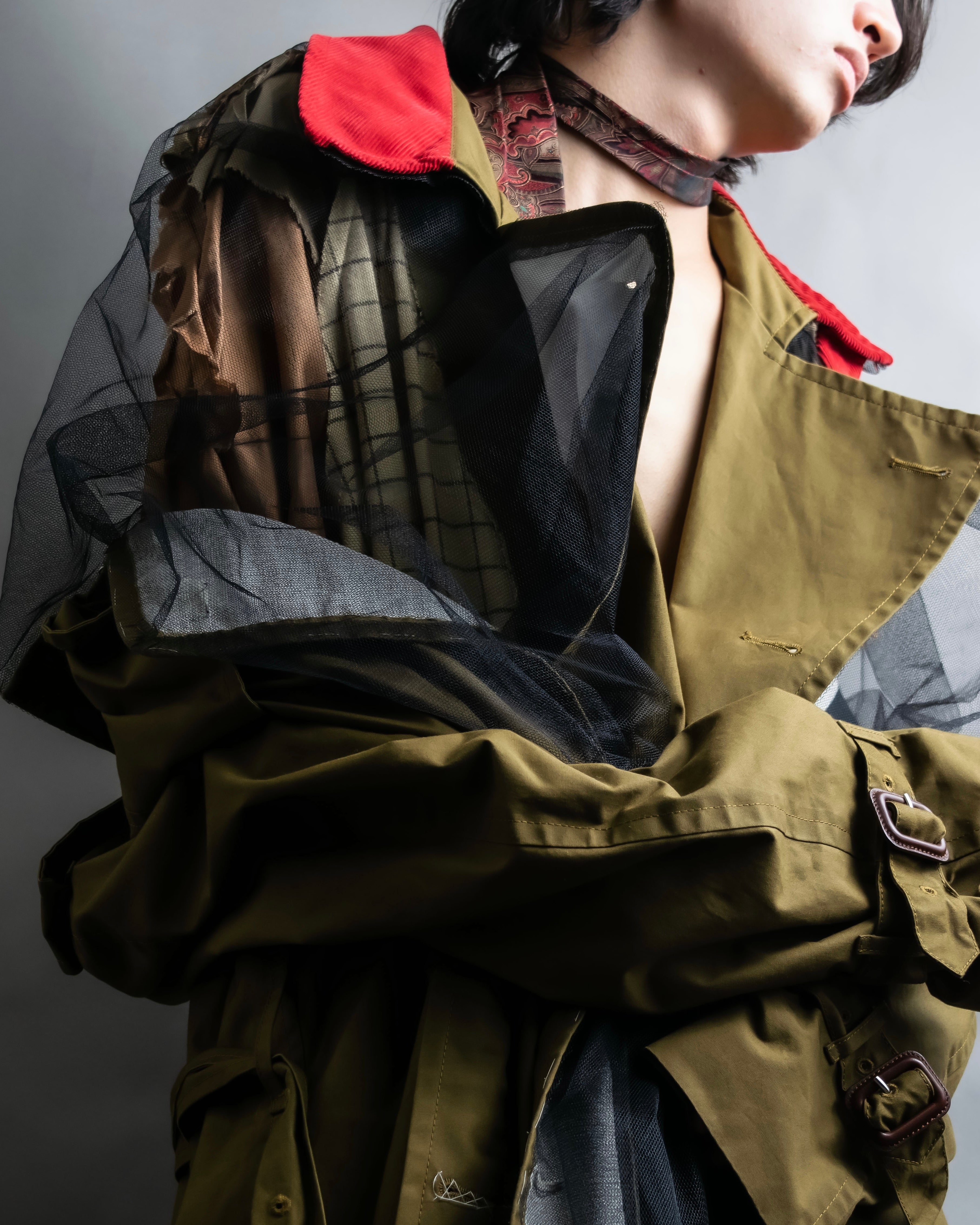 "MAISON MARGIELA" 20AW reconstructed tulle docking trench coat