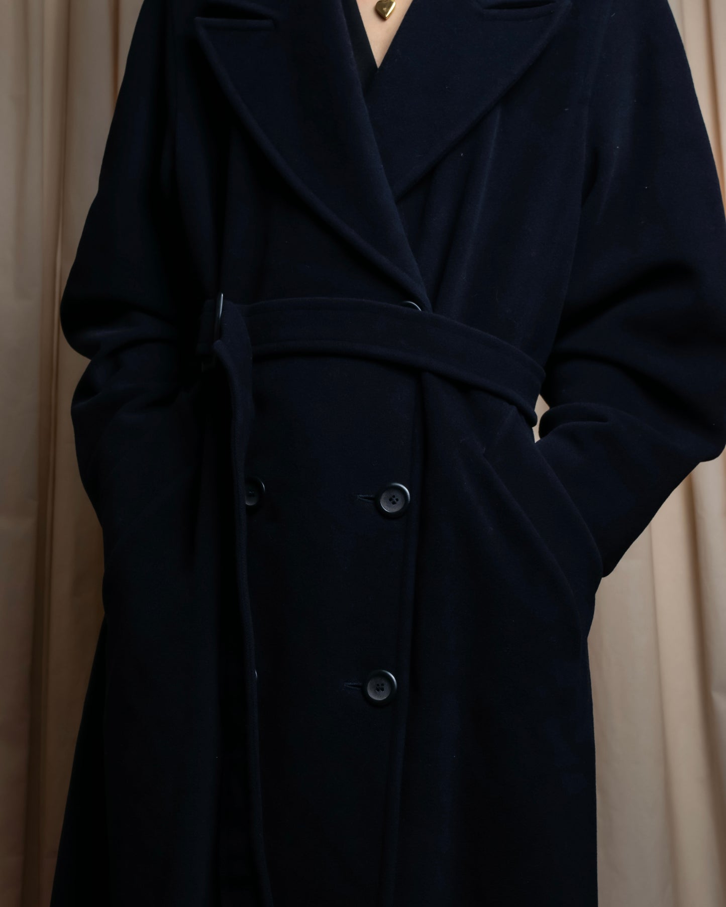 "Weekend Max Mara" Belted design double breasted maxi length wool chester coat