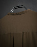 “HERMES” 2018-2024 Minimal band collar silk shirt