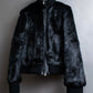 "DKNY" High neck ribbed fur double zip jacket